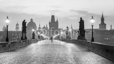 Prague - Czech Republic, Charles Bridge early in the morning.