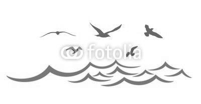 Sea landscape with seagulls.